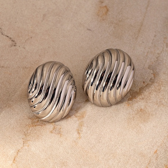 Waterproof Statement Earrings*Waterproof Earrings*Tarnish Free*Silver Earrings - Picture 2 of 5